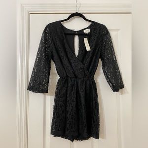 Everly Black Lace Overlay Romper, Size M